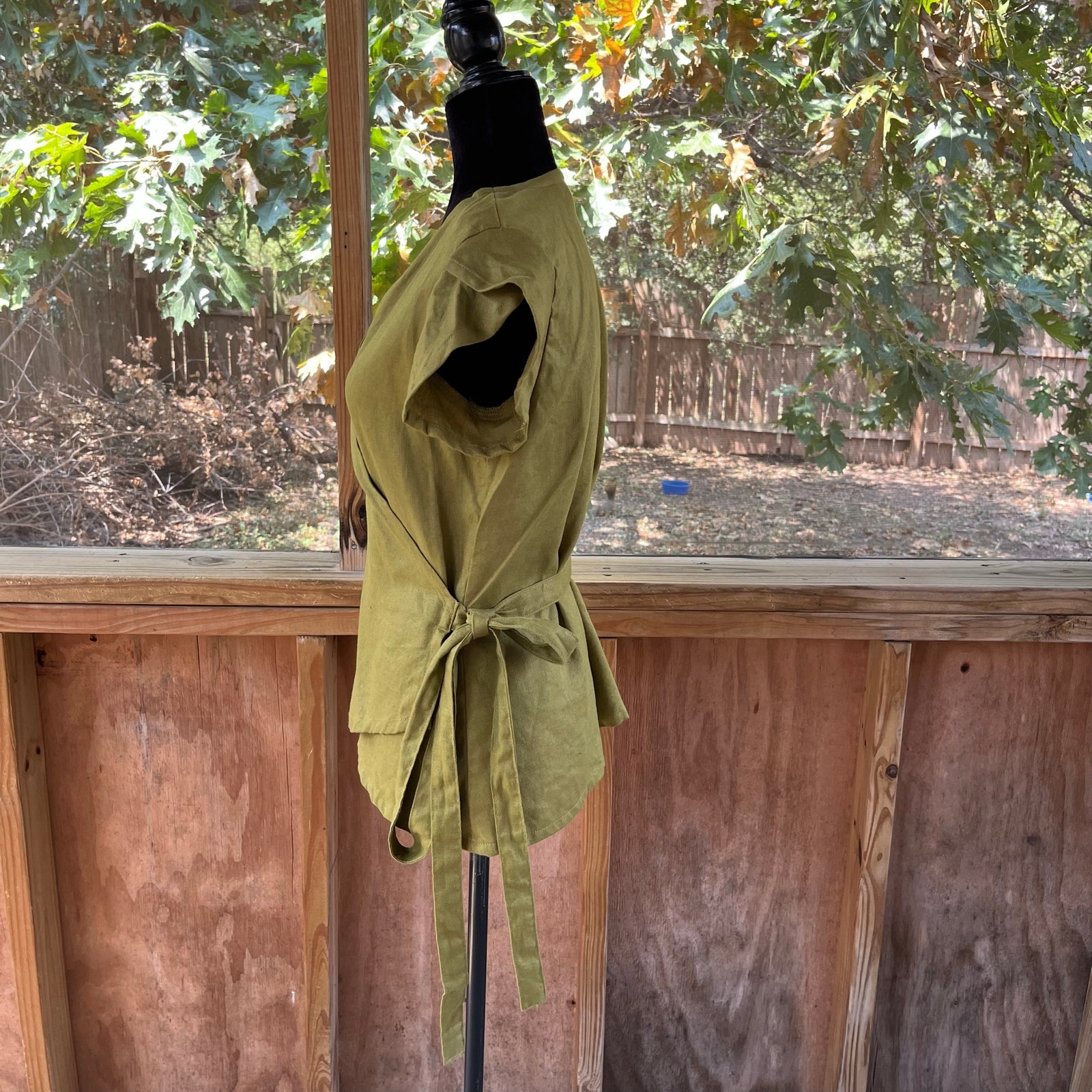 Conscious Clothing Women's 100% Linen Olive Wrap Top Size S — image 2 of 7